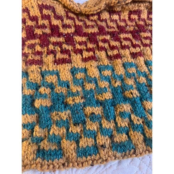 Hand crocheted handbag with tassels green and red colors - New - Picture 8 of 14